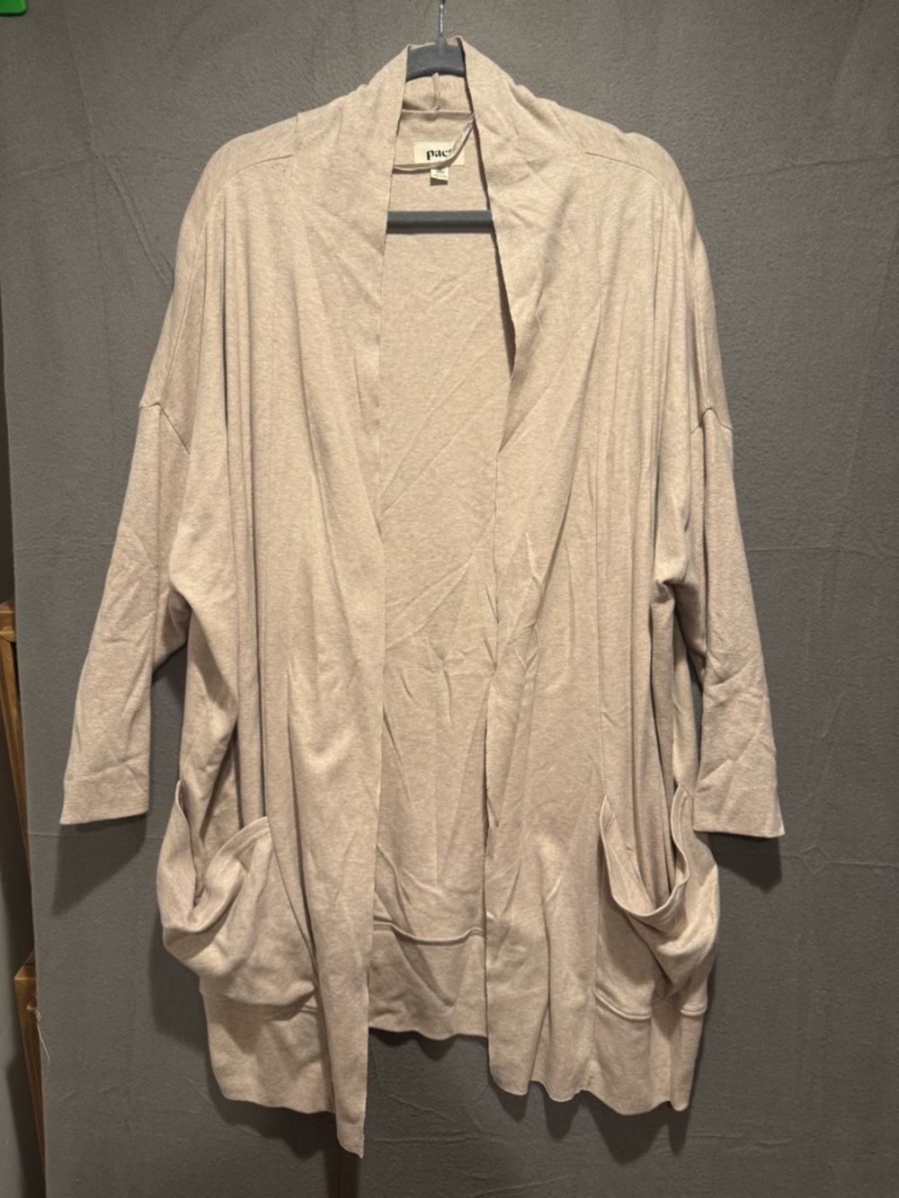 Pact Neutral Beige Open-Front Pocket Cardigan